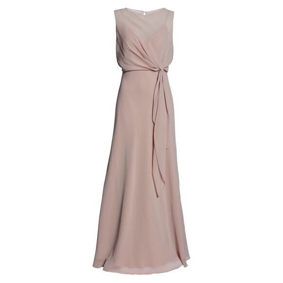 Jenny Yo Paltrow Overlay Chiffon Gown Maxi dress blush Pink Size 10 - Picture 6 of 16